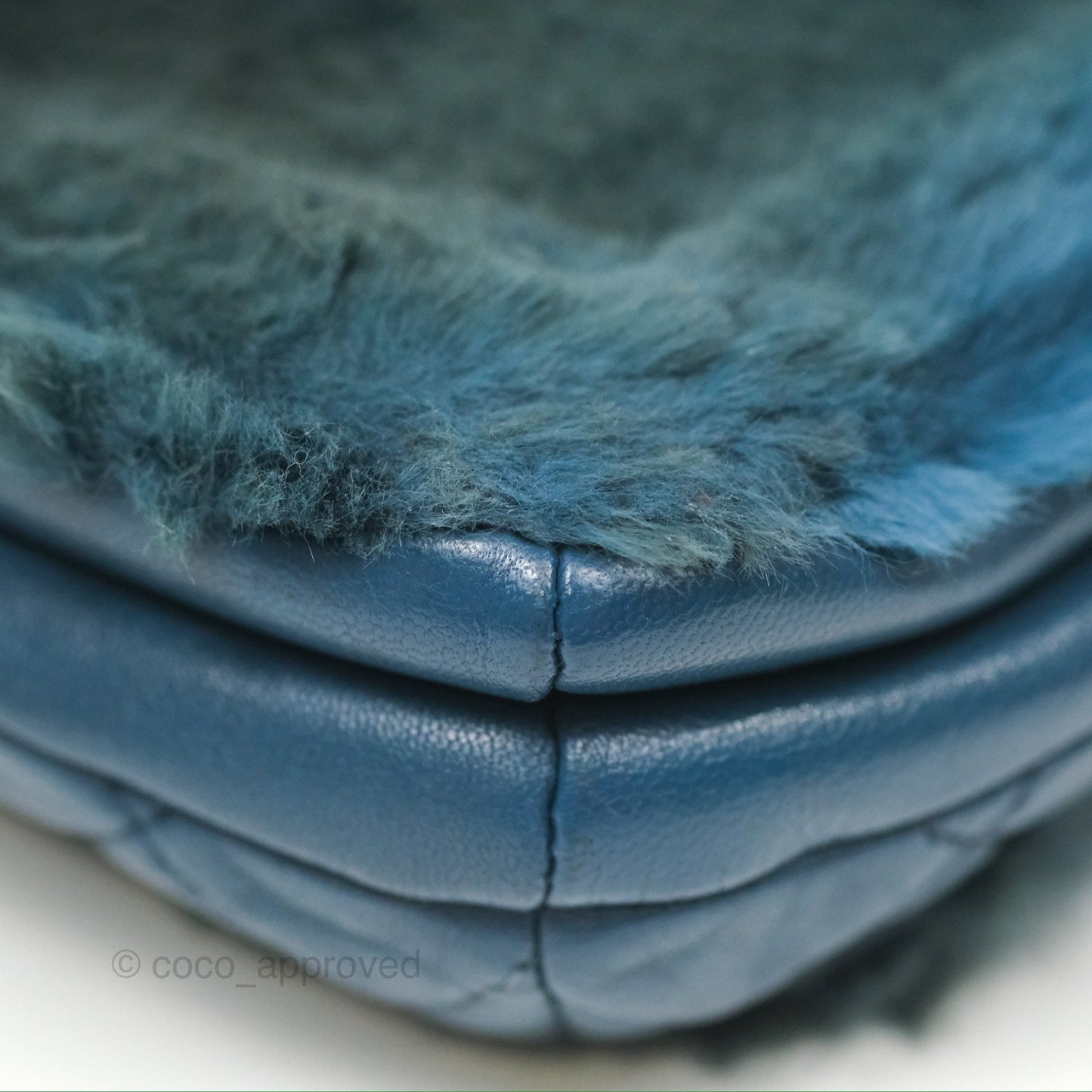 Chanel Top Handle Bag Green Blue Orylag Fur 17A