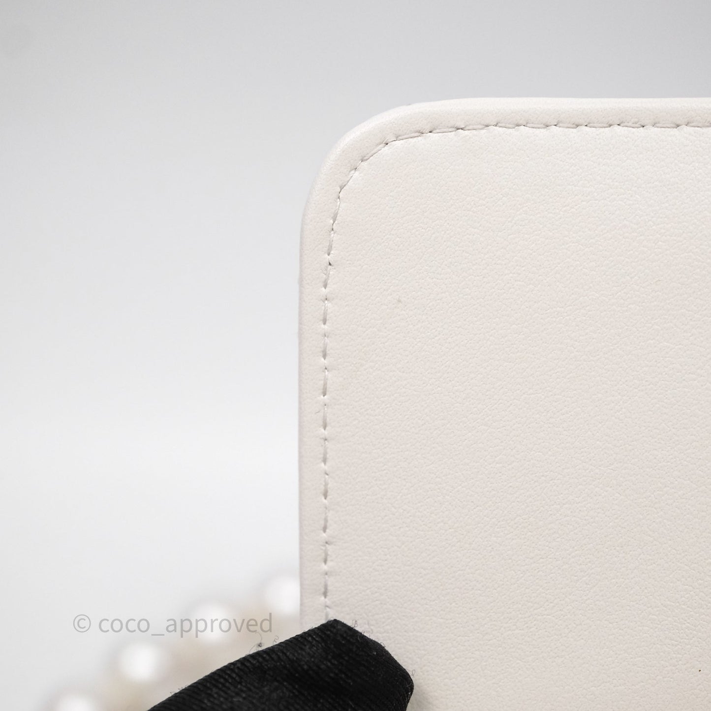 Chanel Mini Wallet On Large Pearl Chain WOC Quilted White Lambskin Gold Hardware