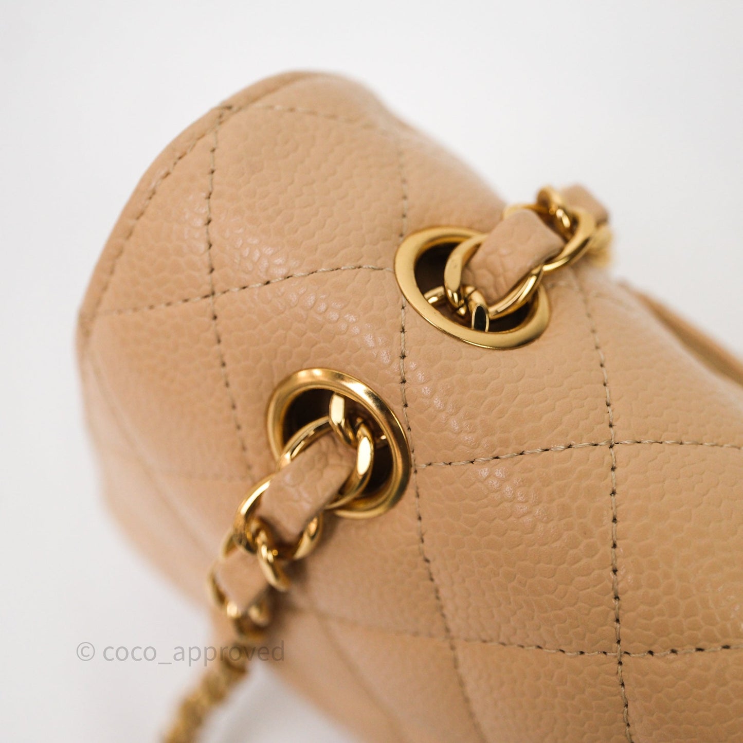 Chanel Classic M/L Medium Flap Quilted Beige Caviar Gold Hardware