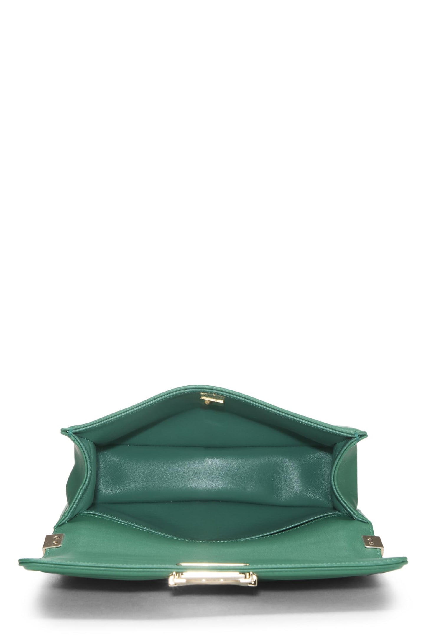 Chanel,  Green Quilted Lambskin Boy Bag Medium, Green