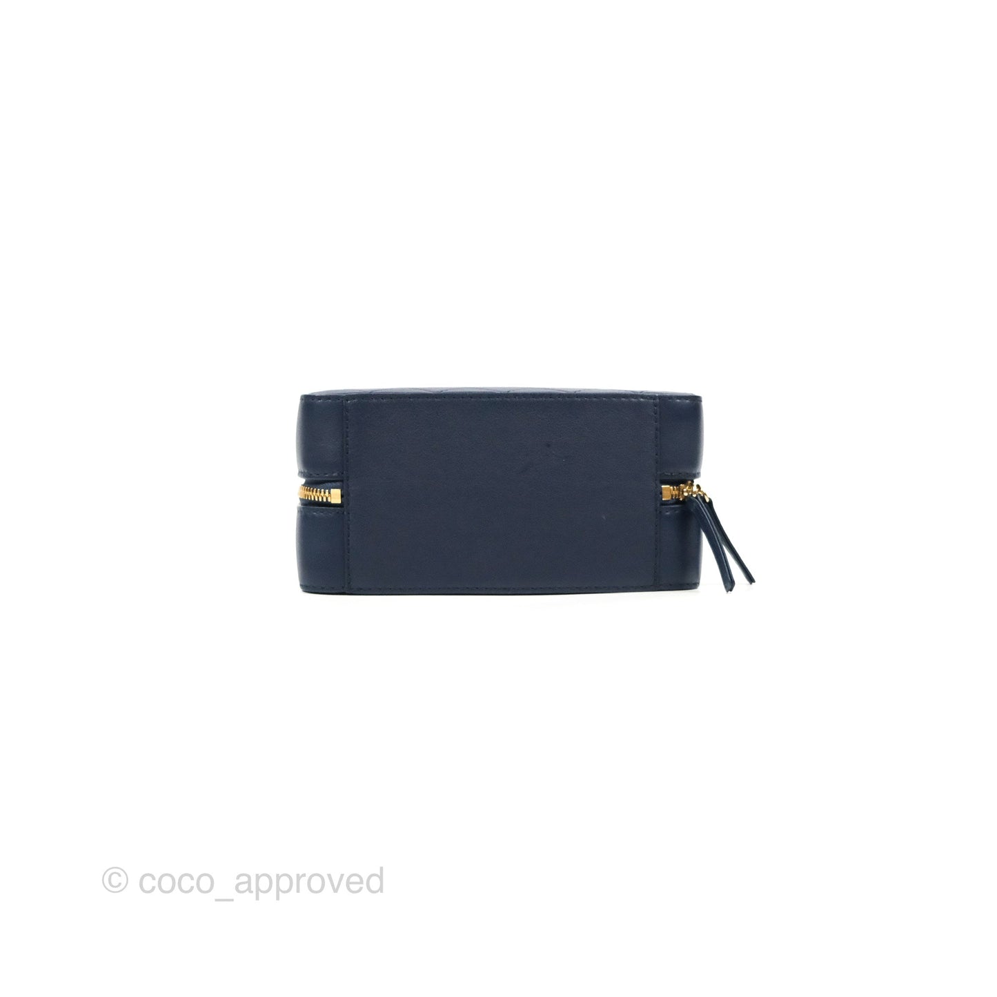 Chanel Quilted Travel Kit Vanity Case Navy Calfskin Gold Hardware