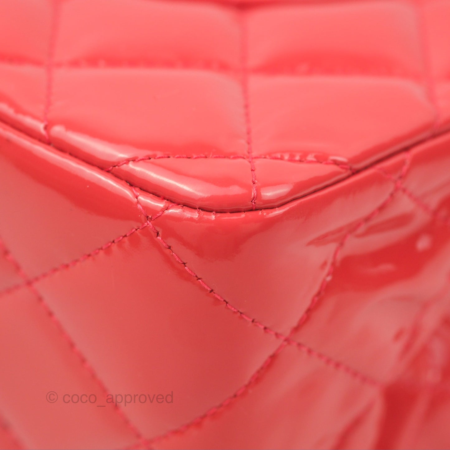 Chanel Jumbo Double Flap Coral Pink Patent Silver Hardware⁣⁣