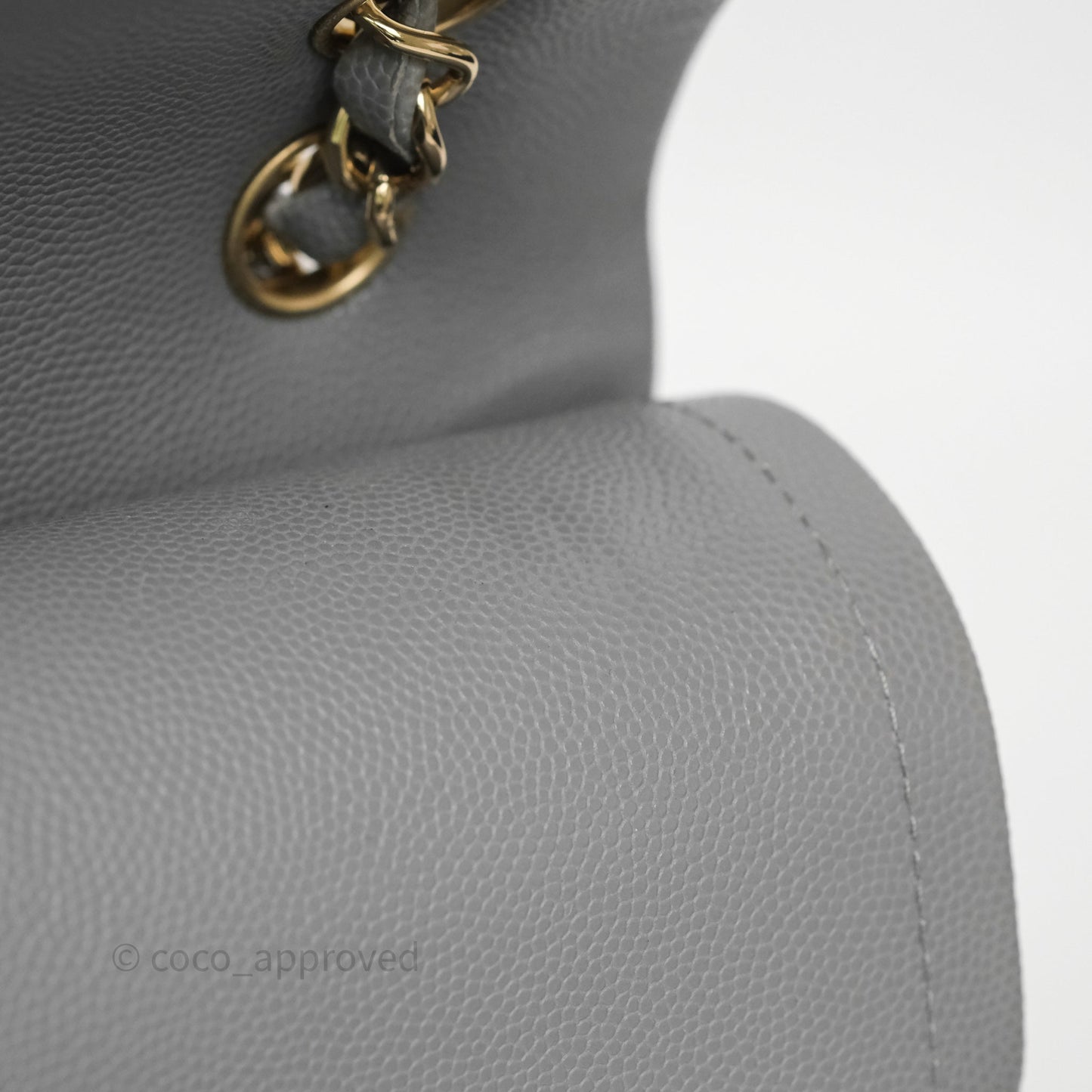 Chanel Small Classic Flap Quilted Grey Caviar Gold Hardware