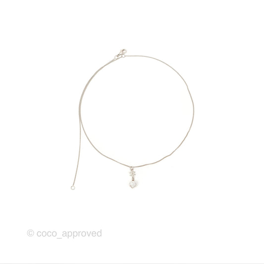Chanel Crystal CC Pearl Drop Necklace Silver Tone 11P