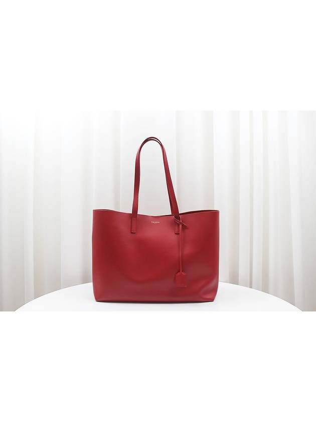 Luxury Saint Laurent Logo Soft Leather Pouch Shopper Bag Red 394195