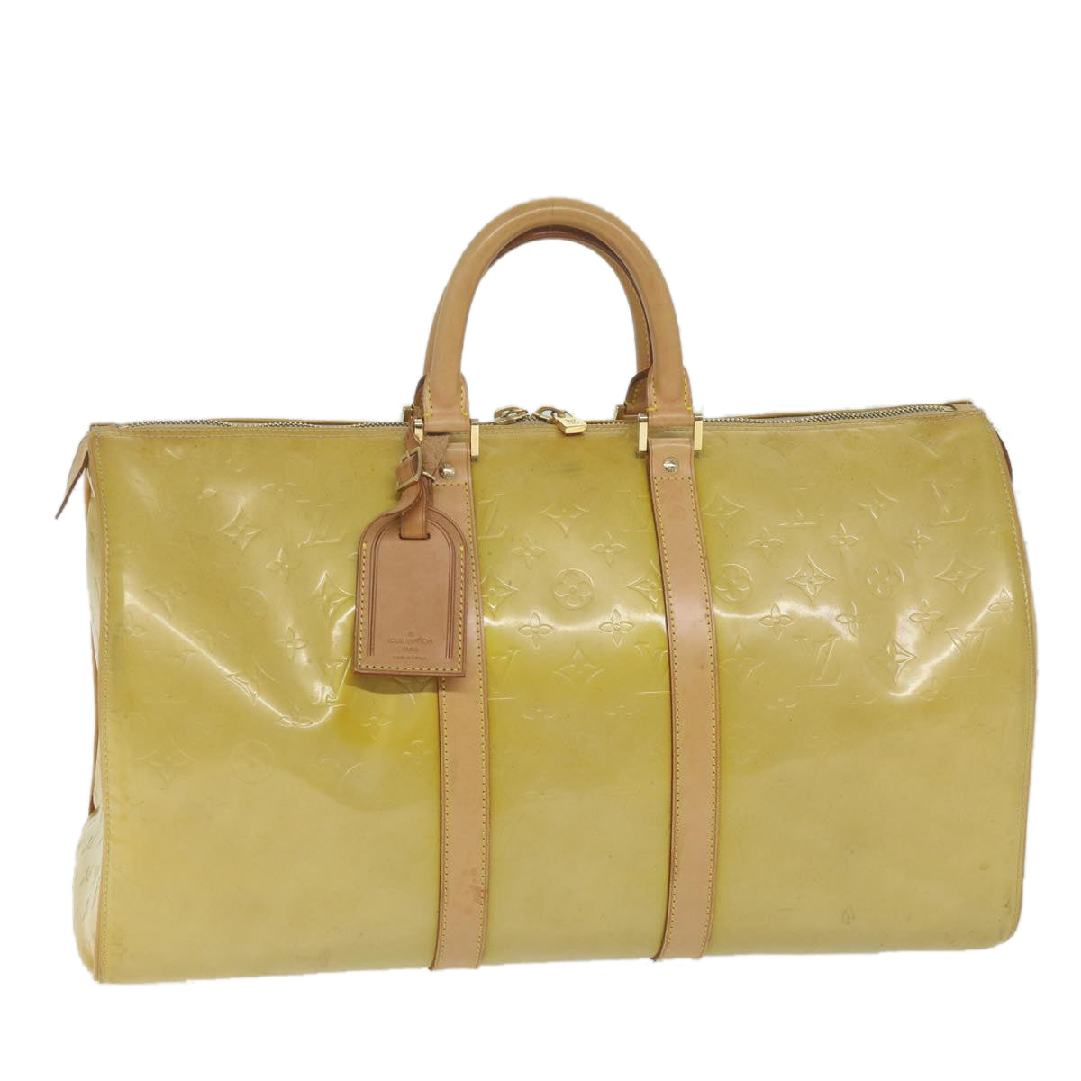 LOUIS VUITTON Monogram Vernis Mercer Boston Bag Beige M91000 LV 61172