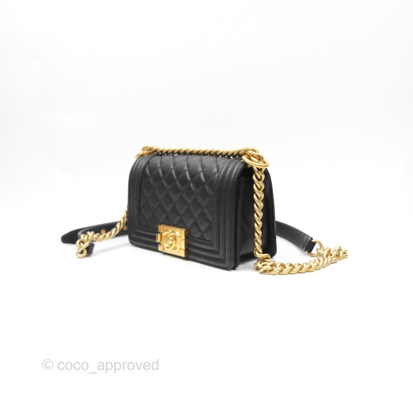 Chanel Small Boy Black Calfskin Gold Hardware