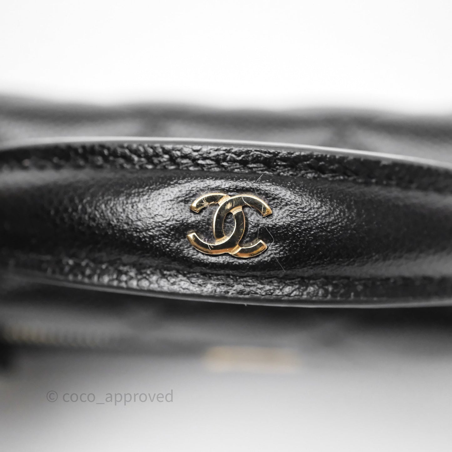Chanel Top Handle Long Vanity with Chain Black Caviar Gold Hardware 25C