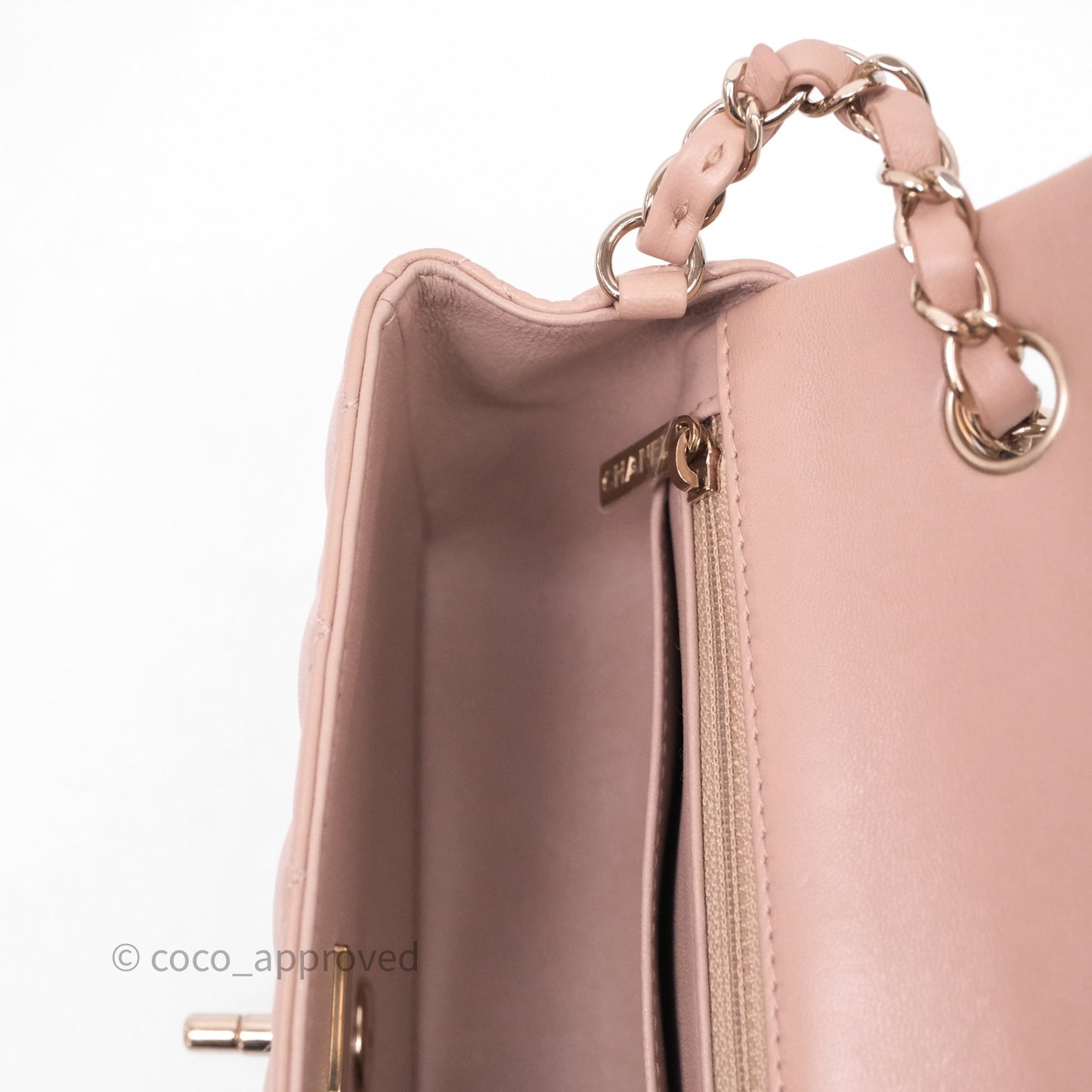 Chanel Mini Rectangular Quilted Beige Lambskin Gold Hardware