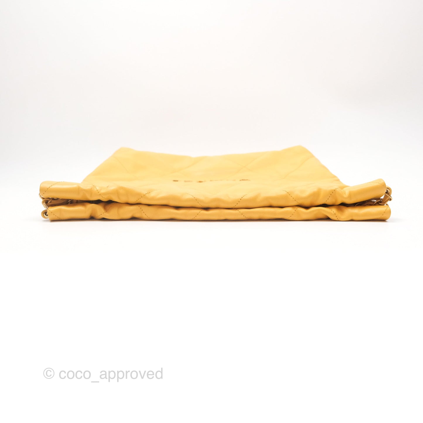Chanel 22 Small Mustard Yellow Shiny Aged Calfskin Aged Gold Hardware