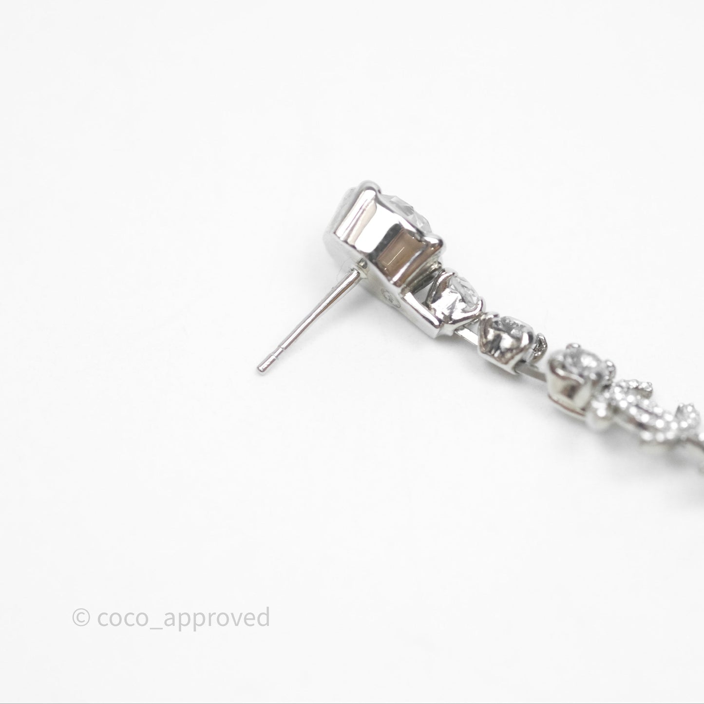 Chanel Crystal CC Star Drop Earrings Sliver Tone 20P