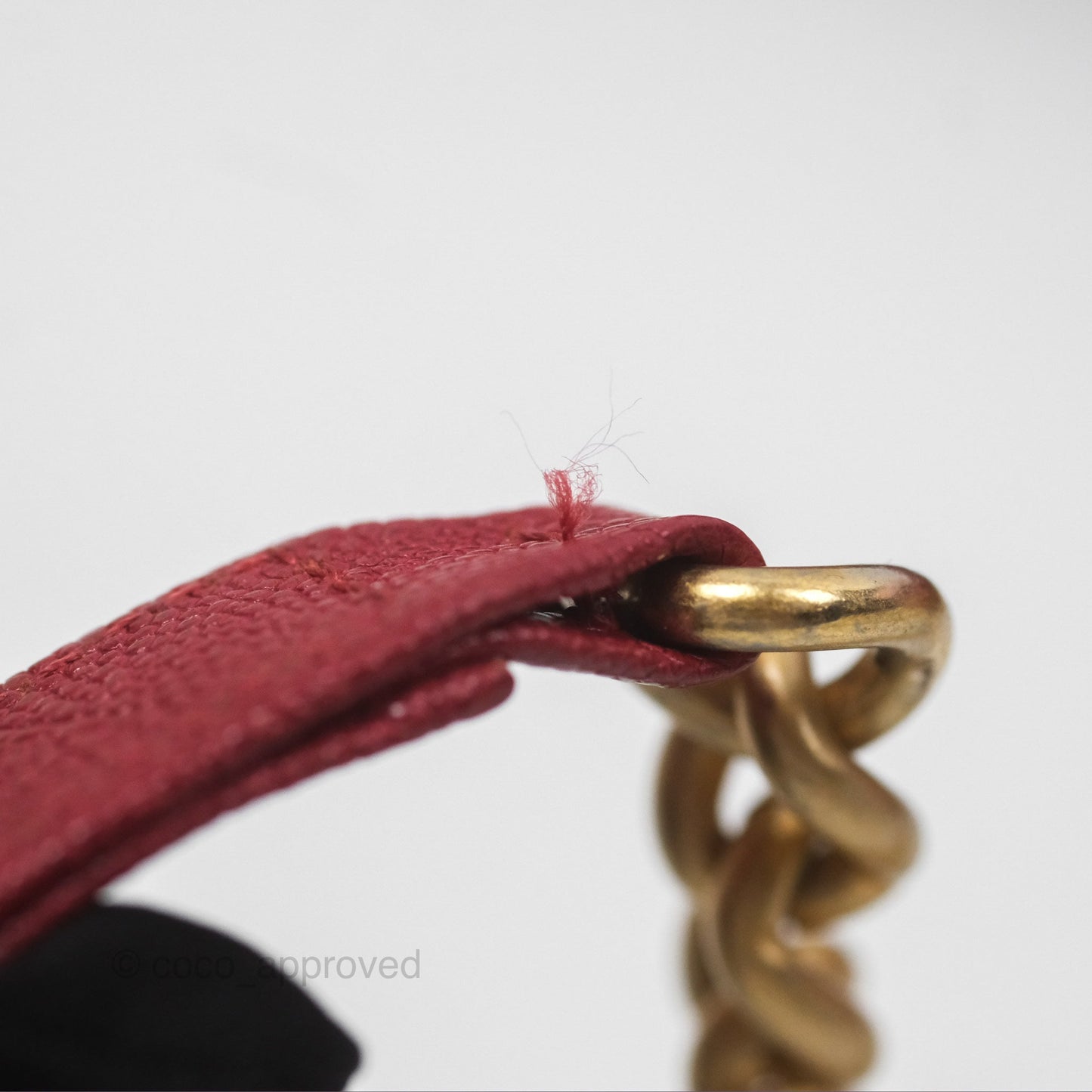 Chanel Quilted Boy Wallet on Chain WOC Red Caviar Aged Gold Hardware