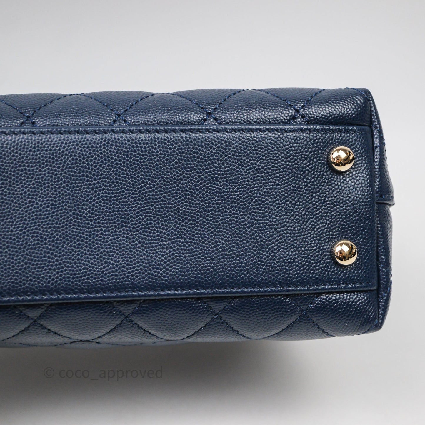 Chanel Small Coco Handle Navy Caviar Gold Hardware Lizard Handle