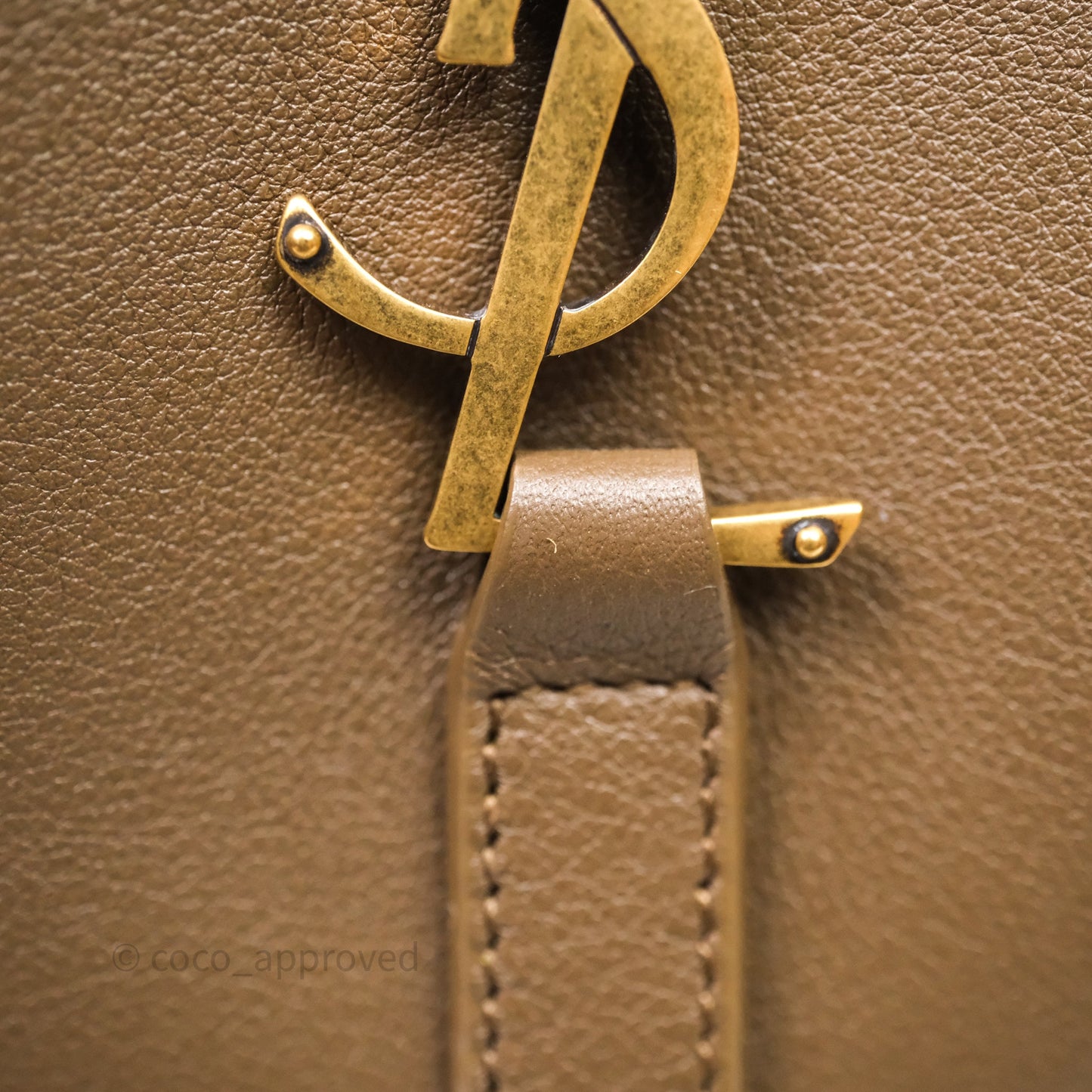Saint Laurent LE 5 à 7 Supple Small Choco Brown Grained Leather Gold Hardware
