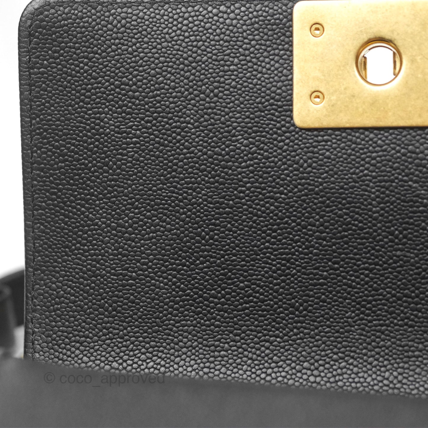 Chanel Small Chain Around Boy Quilted Black Caviar Aged Gold Hardware