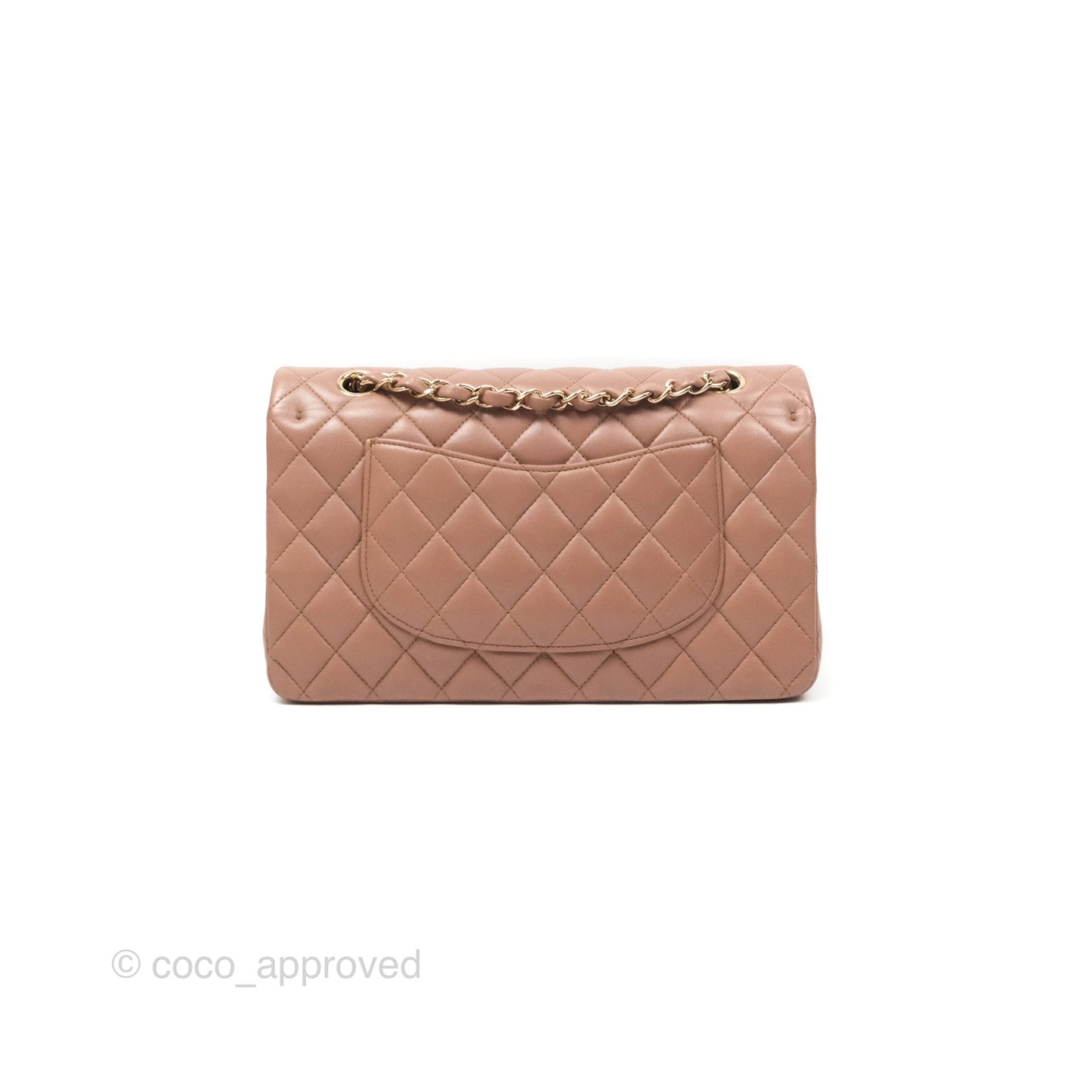 Chanel Classic M/L Medium Flap Quilted Dark Beige Lambskin Gold Hardware