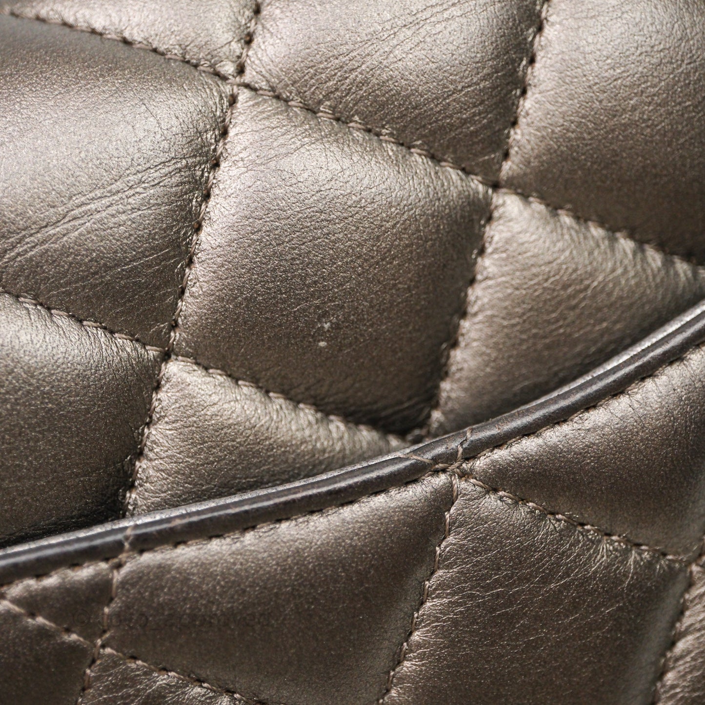 Chanel Mini Square Metallic Dark Grey Lambskin Dark Silver Hardware