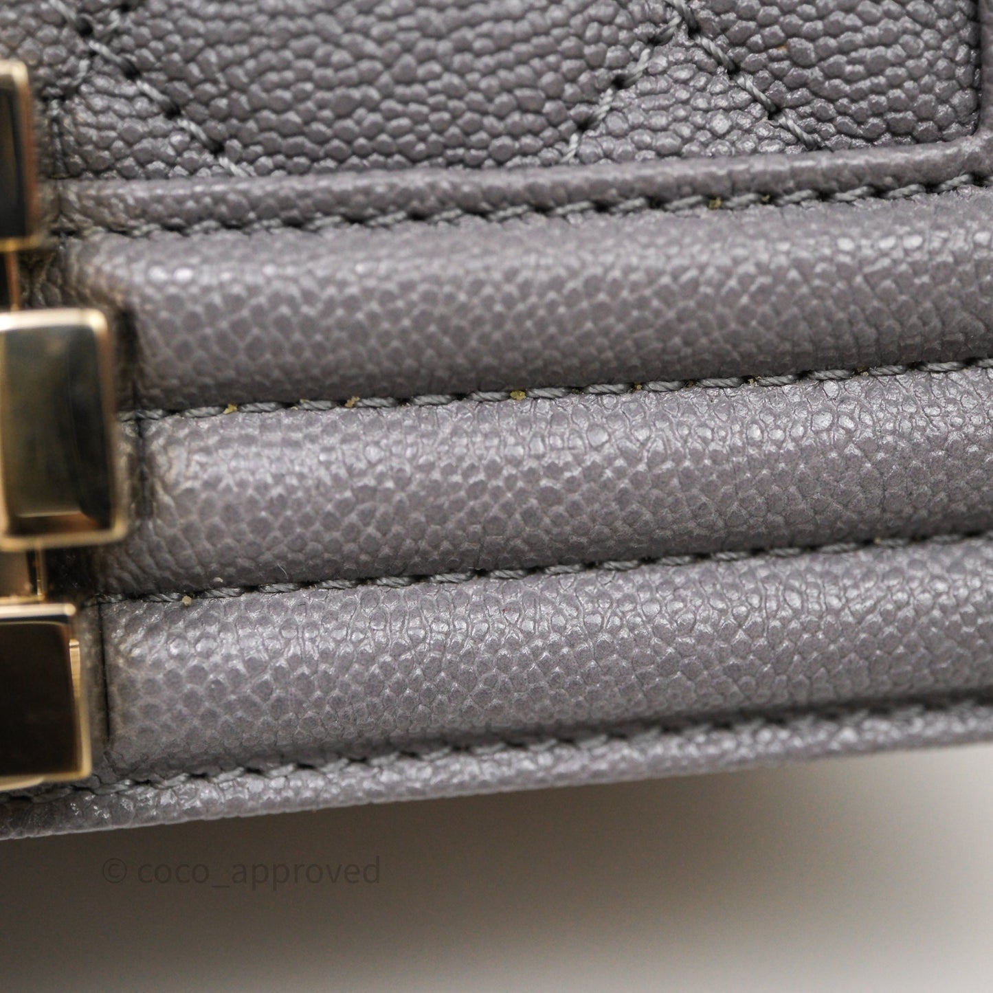 Chanel Small Boy Dark Grey Caviar Gold Hardware