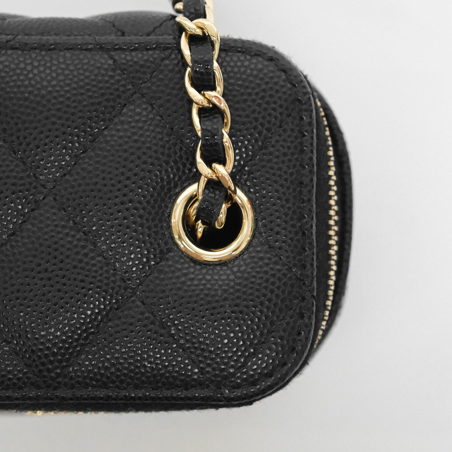 Chanel Mini Vanity With Chain Black Caviar Gold Hardware