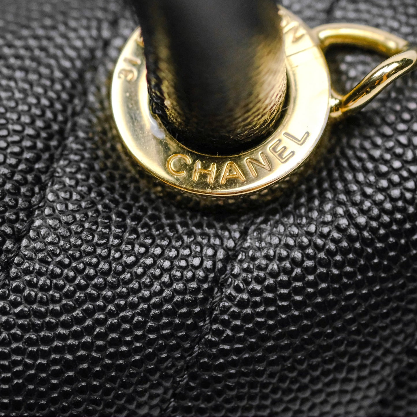 Chanel Small Coco Handle Chevron Black Caviar Gold Hardware