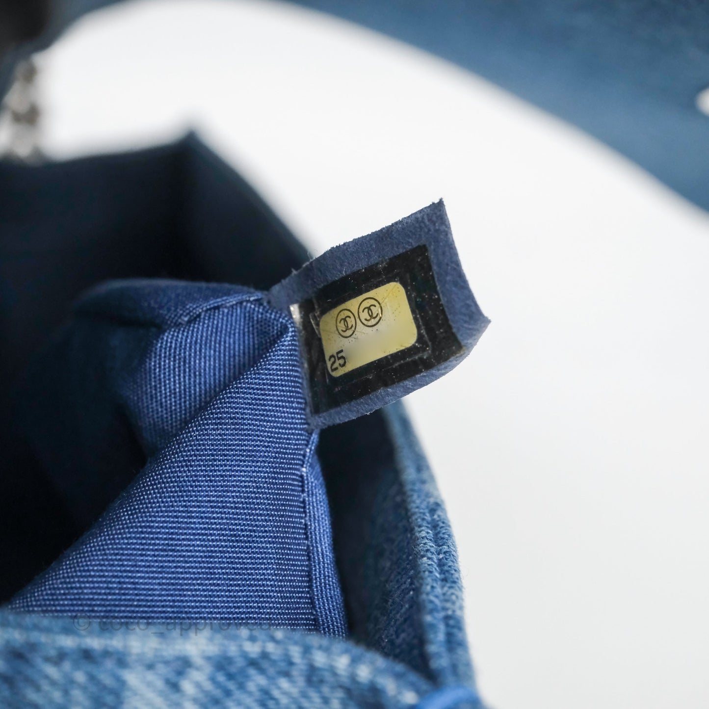 Chanel Medium Boy Blue Denim Tweed Silver Hardware