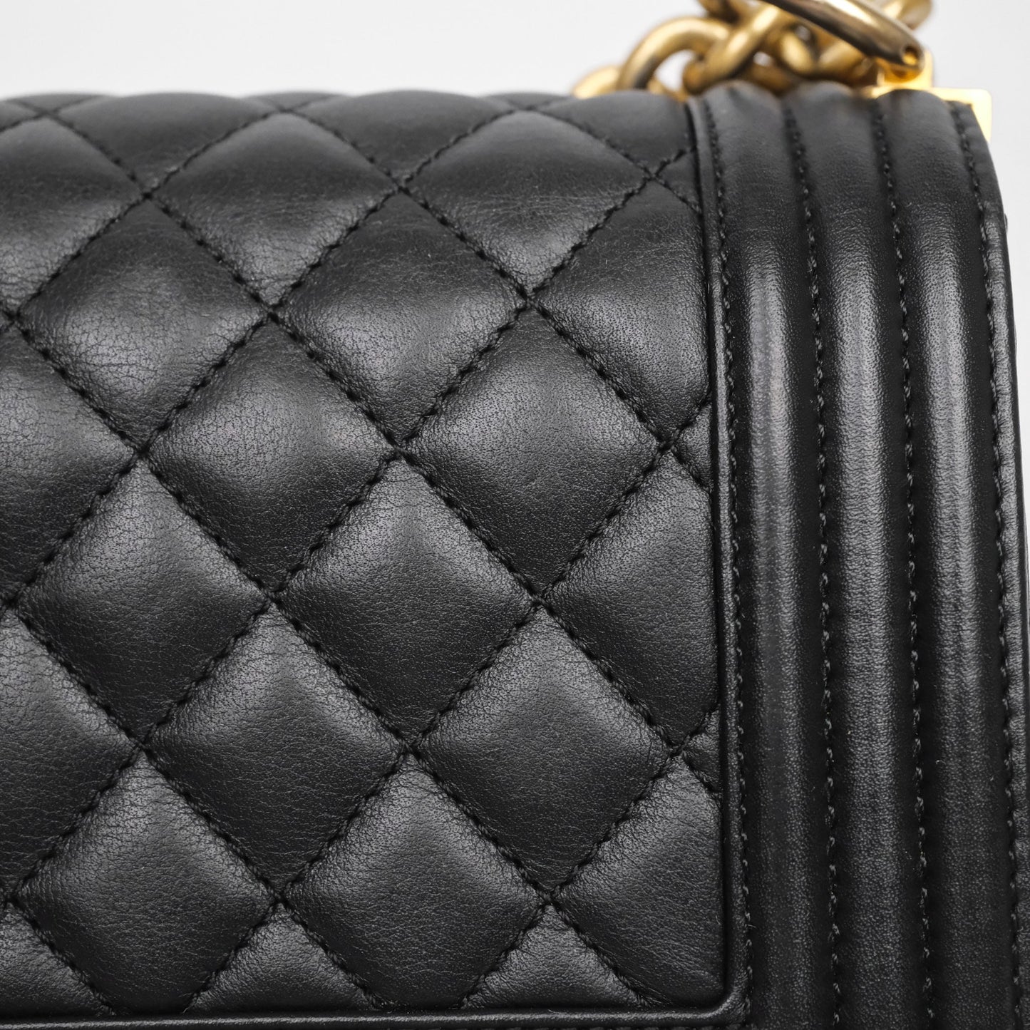 Chanel Small Boy Black Lambskin Aged Gold Hardware