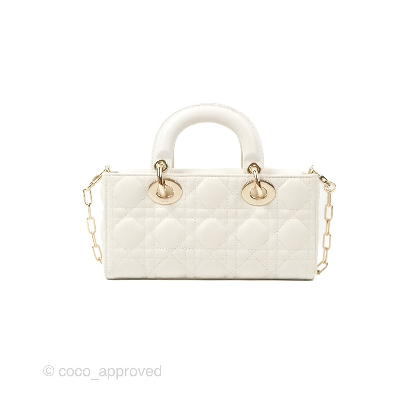 Dior Small Lady D-Joy Bag Ivory White Lambskin Cannage Gold Hardware