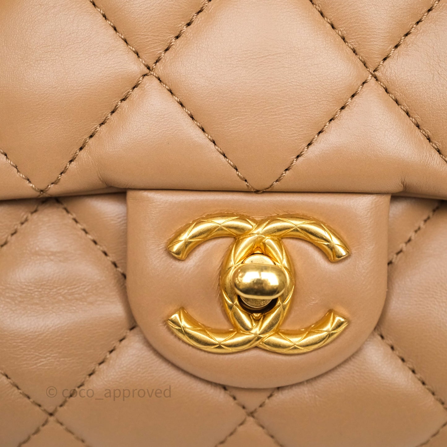 Chanel Medium All Slide Adjustable Chain Flap Bag Beige Lambskin Aged Gold Hardware