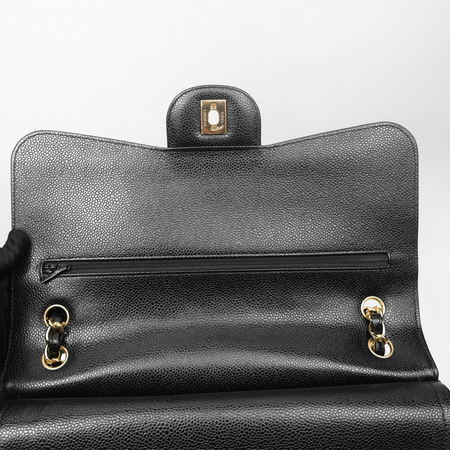 Chanel Jumbo Double Flap Black Caviar Gold Hardware⁣⁣