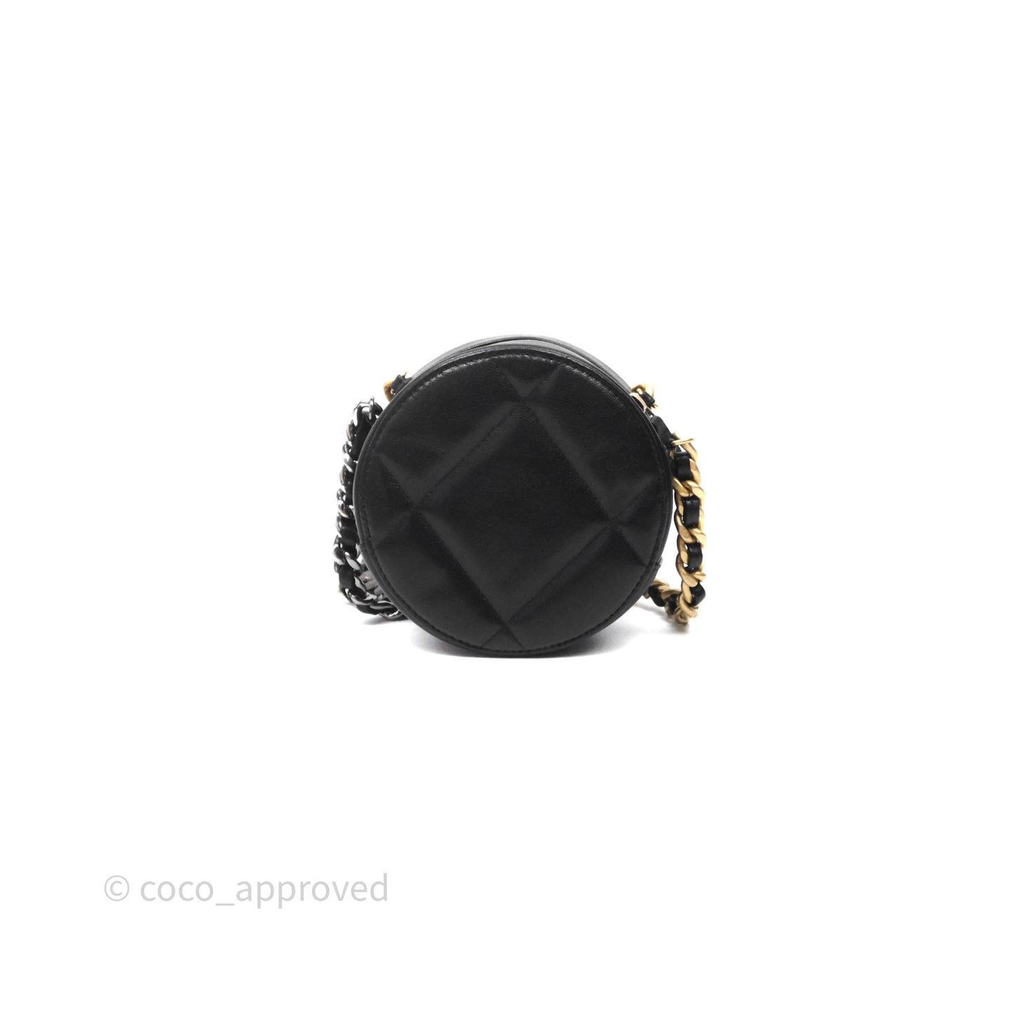 Chanel 19 Round Clutch With Chain Black Mixed Hardware