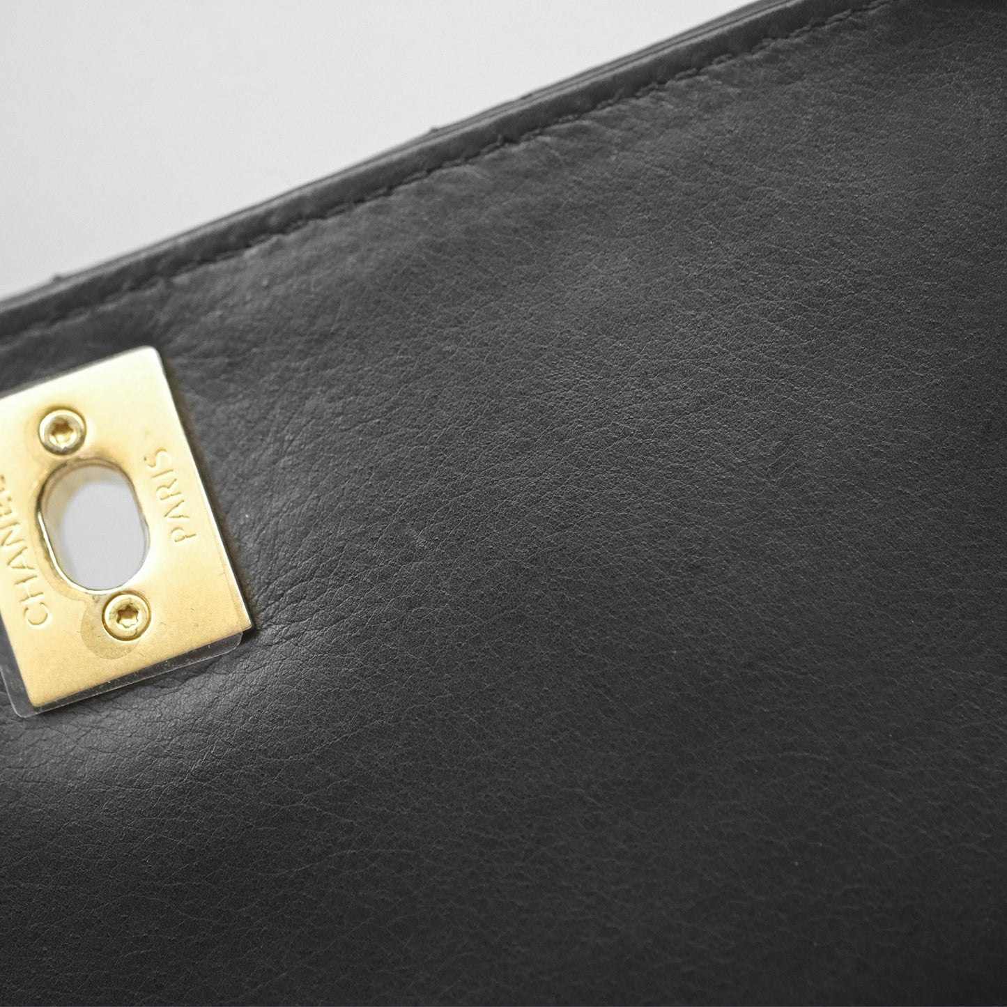 Chanel Quilted Side Chain Flap Bag Black Calfskin Aged Gold Hardware