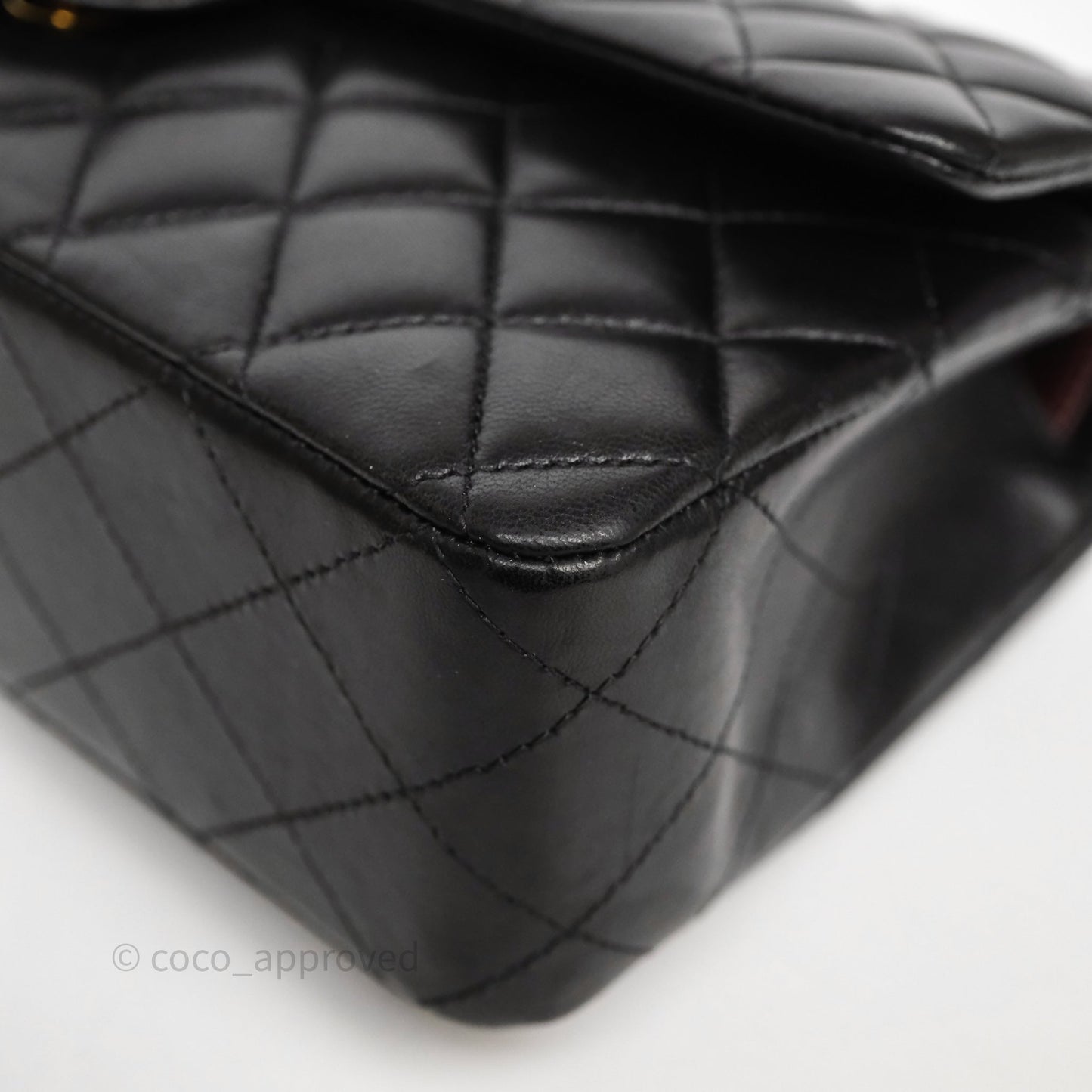Chanel Classic M/L Medium Flap Quilted Black Lambskin Gold Hardware