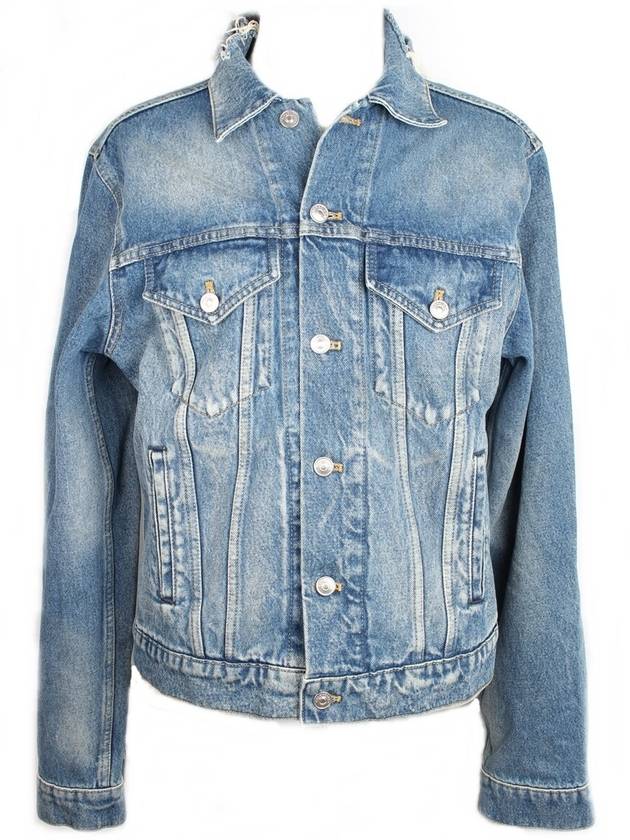 Luxury Balenciaga Wave logo denim jacket 46
