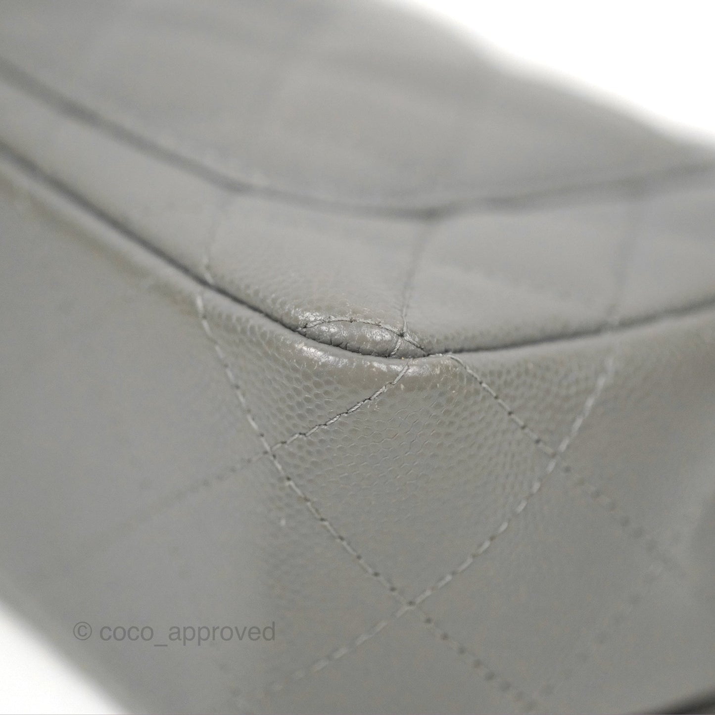 Chanel Quilted Mini Rectangular Flap Grey Caviar Silver Hardware 17B