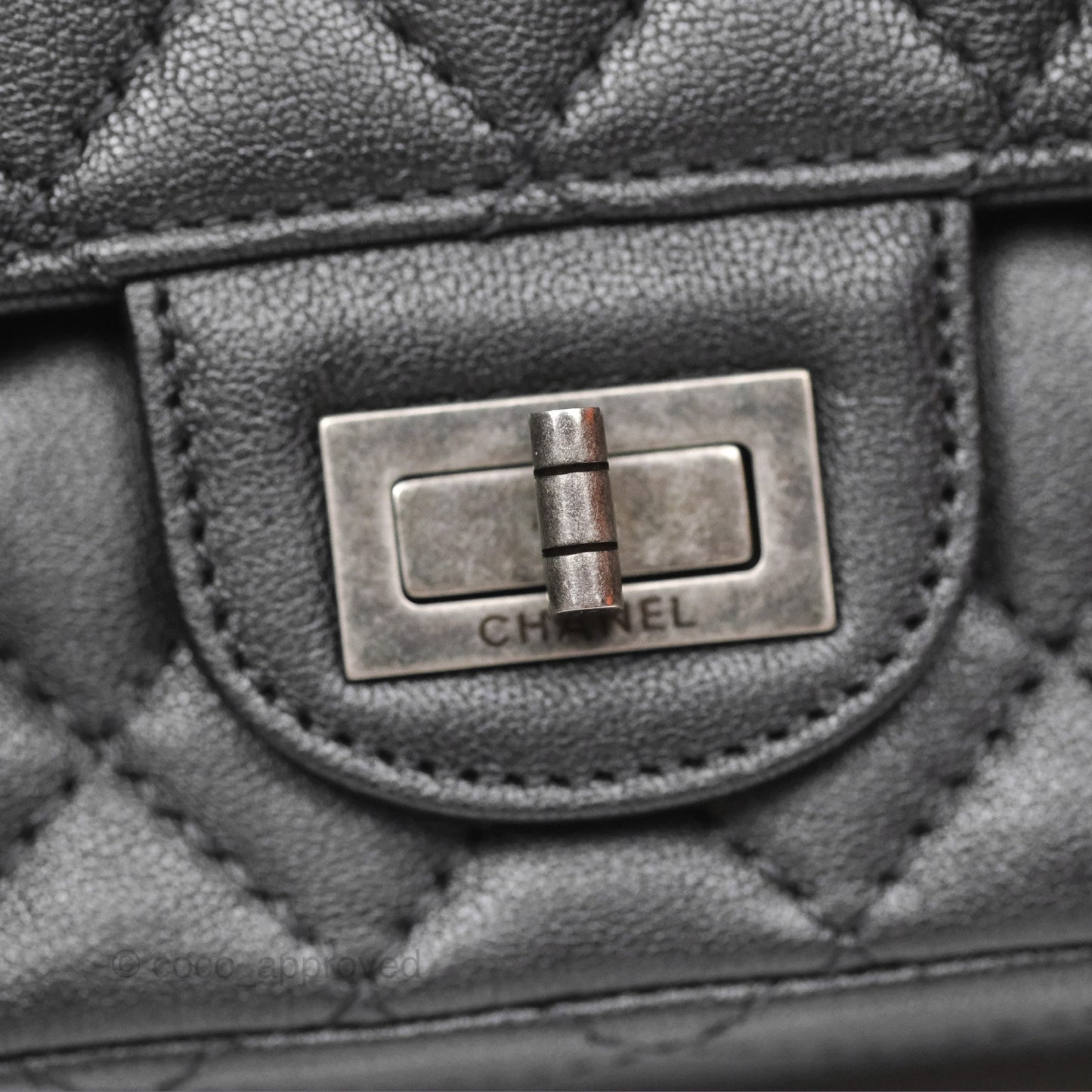 Chanel Mini Reissue 224 Dark Grey Grained Calfskin Ruthenium Hardware