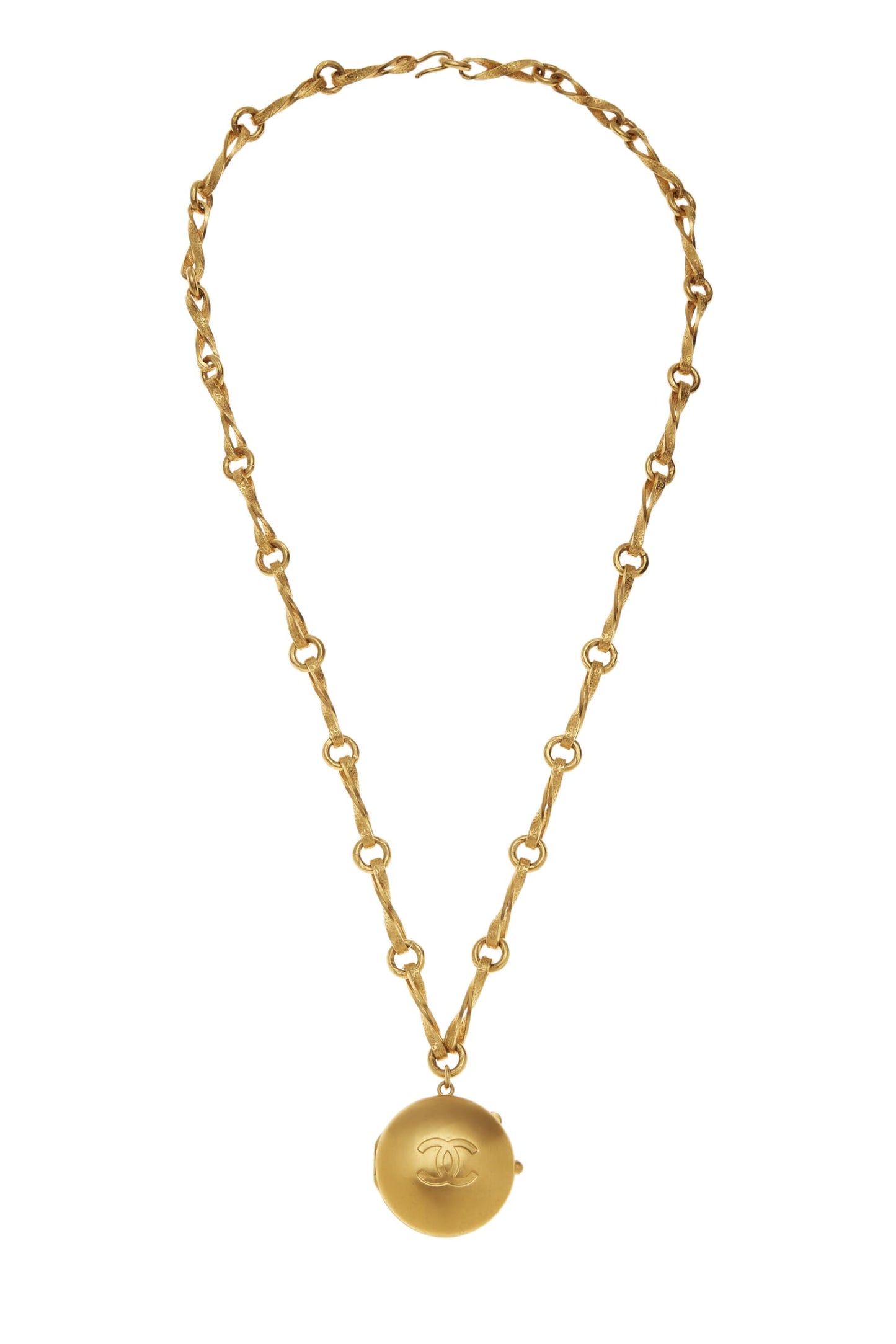 Chanel,  Gold Mirror Locket Necklace, Gold