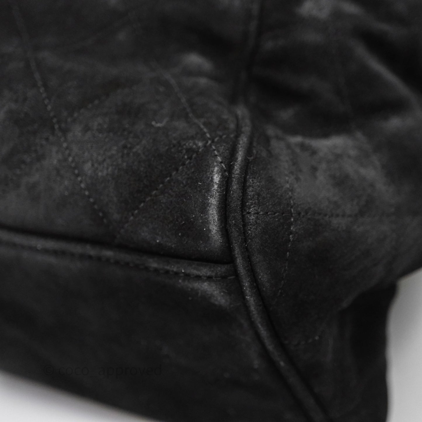 Chanel Vintage Quilted Suede CC Backpack Black Gold Hardware