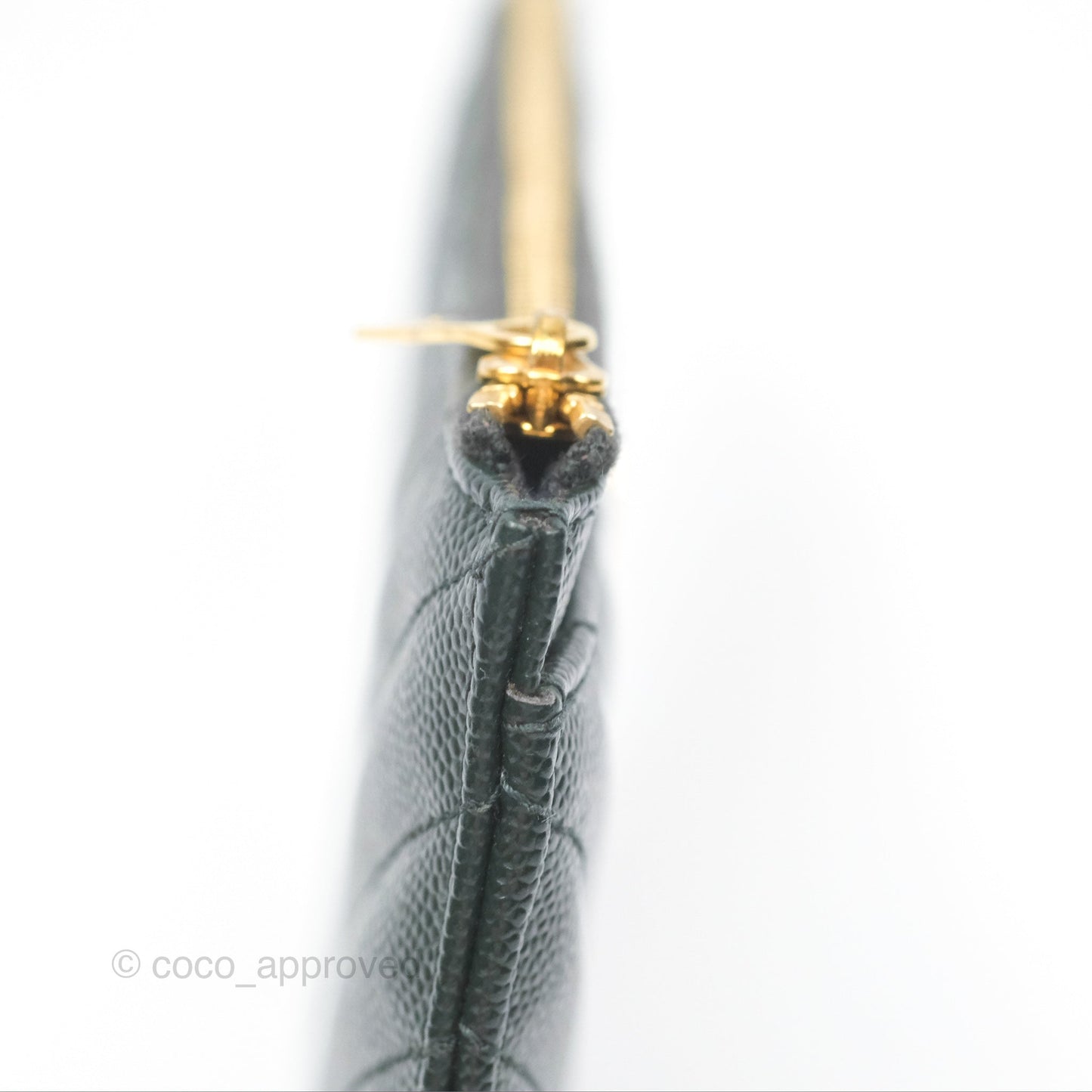Saint Laurent Cassandre Matelasse Zipped Pouch Dark Green Gold Hardware