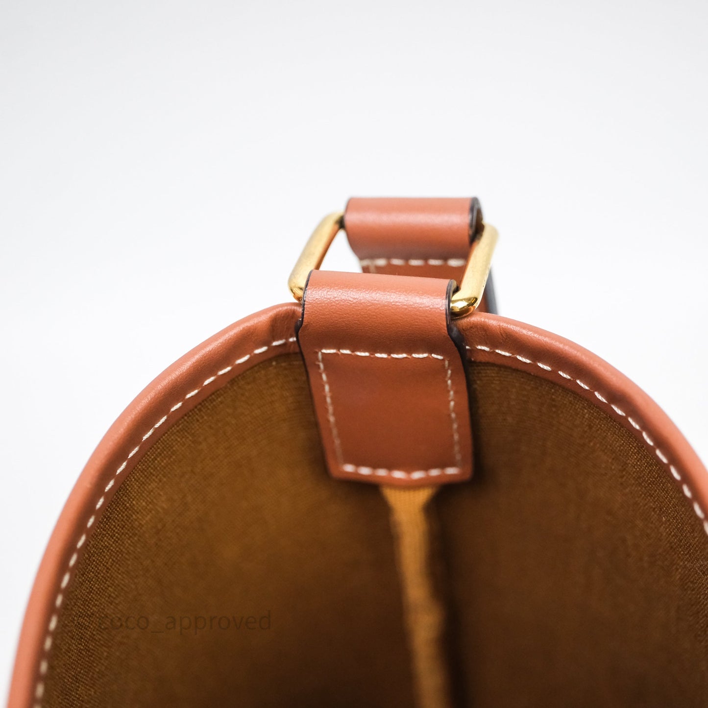 Celine Small Bucket Triomphe Canvas Tan Calfskin