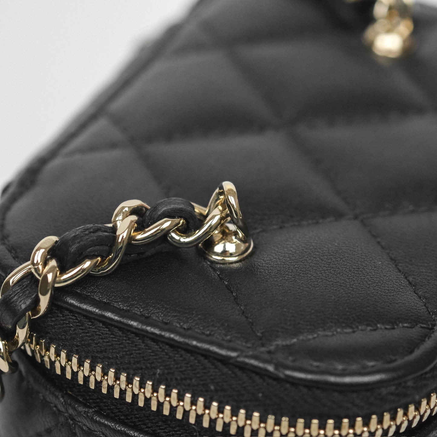 Chanel Mini Ball Crush Vanity With Chain Black Lambskin Gold Hardware