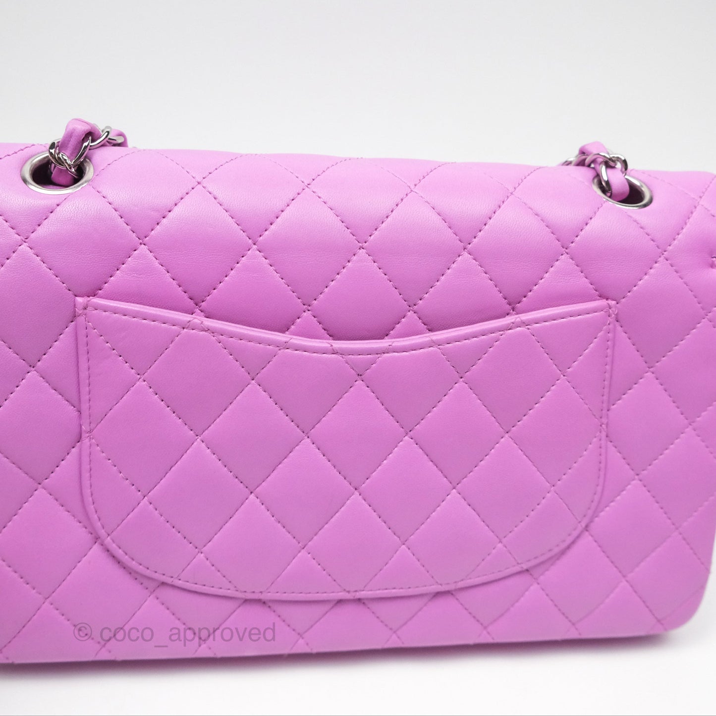 Chanel Medium Classic Flap Quilted Purple Lambskin Silver Hardware