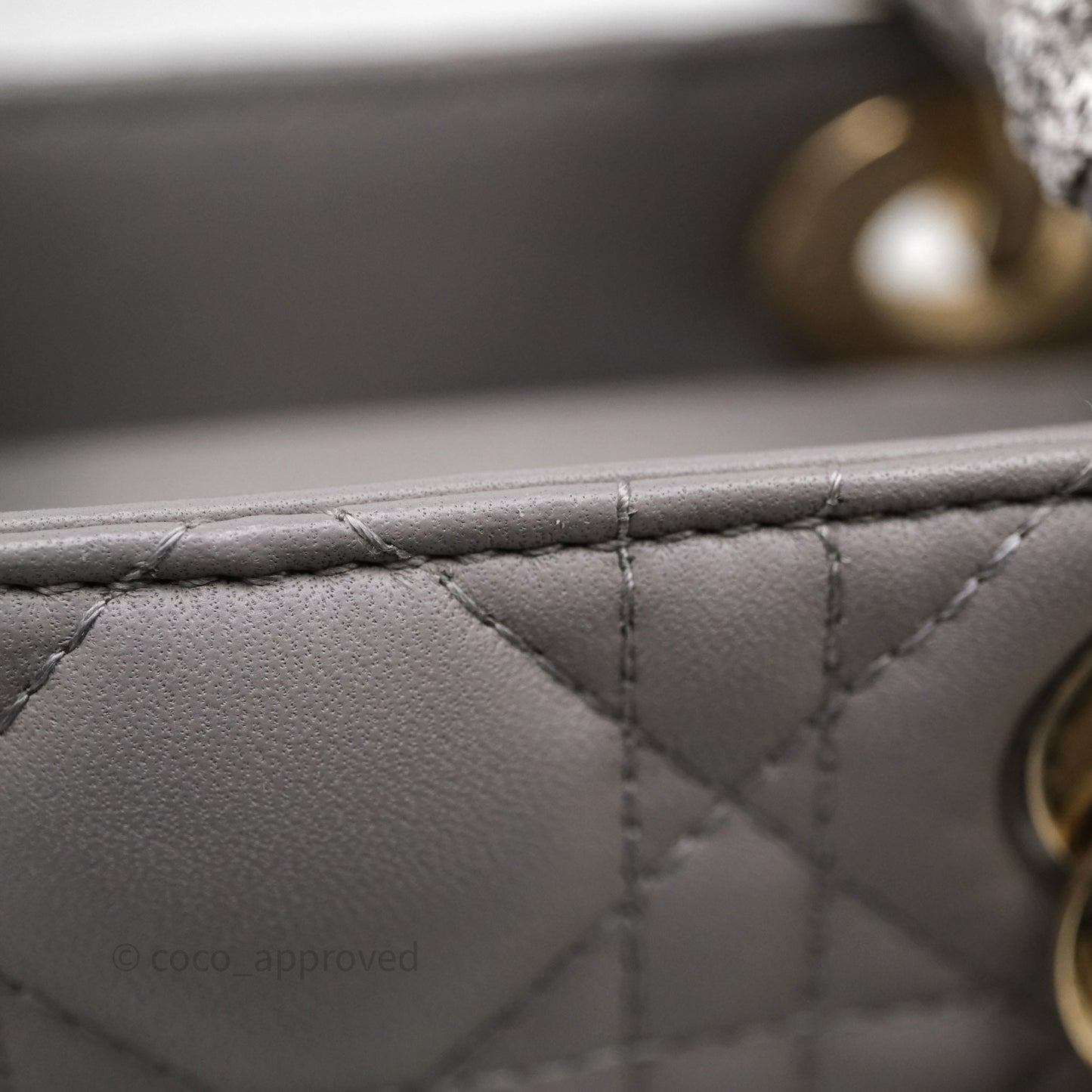 Christian Dior Small Lady Dior Grey Lambskin Gold Hardware