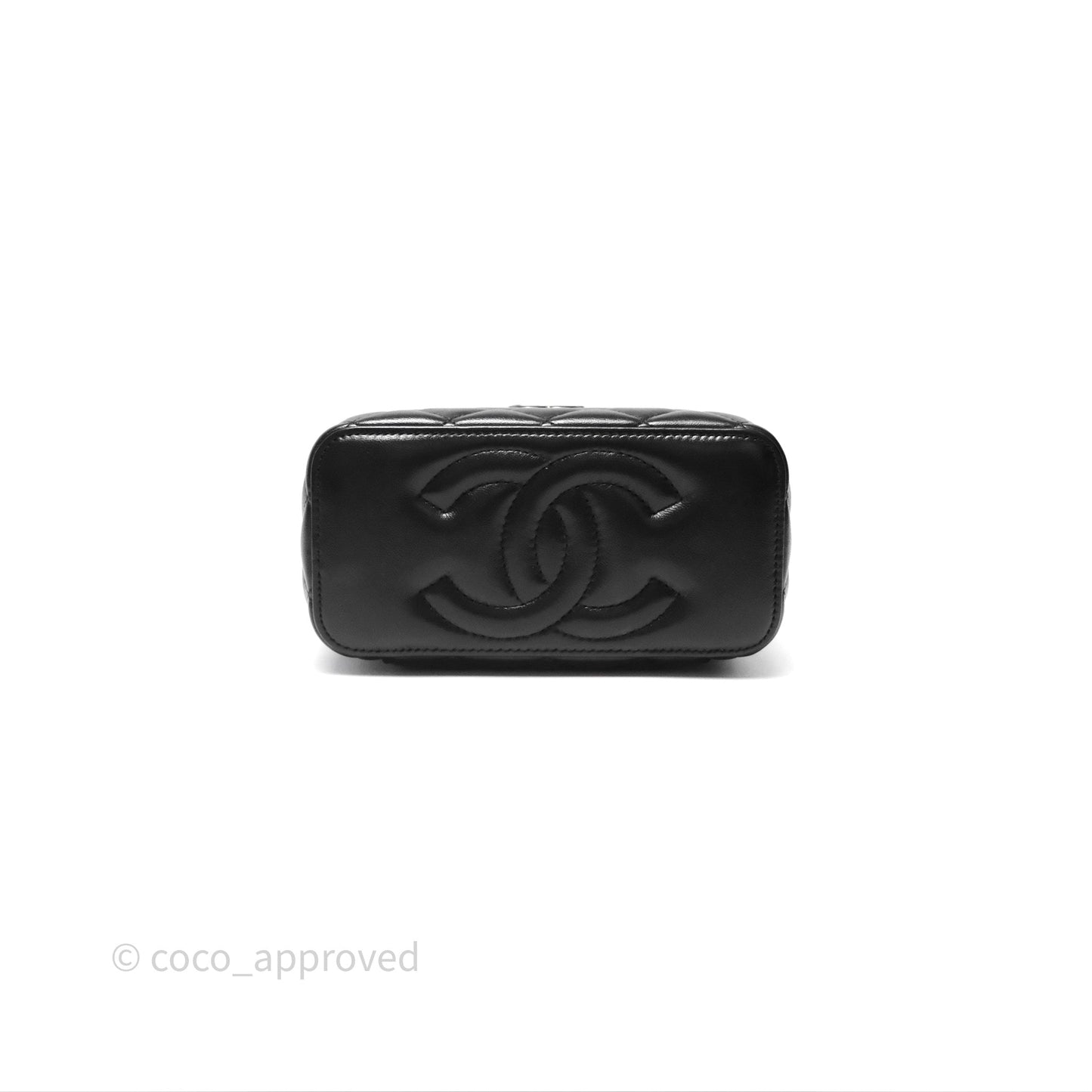 Chanel Vanity with Enamel CC Adjustable Chain Black Lambskin Aged Gold Hardware 24A