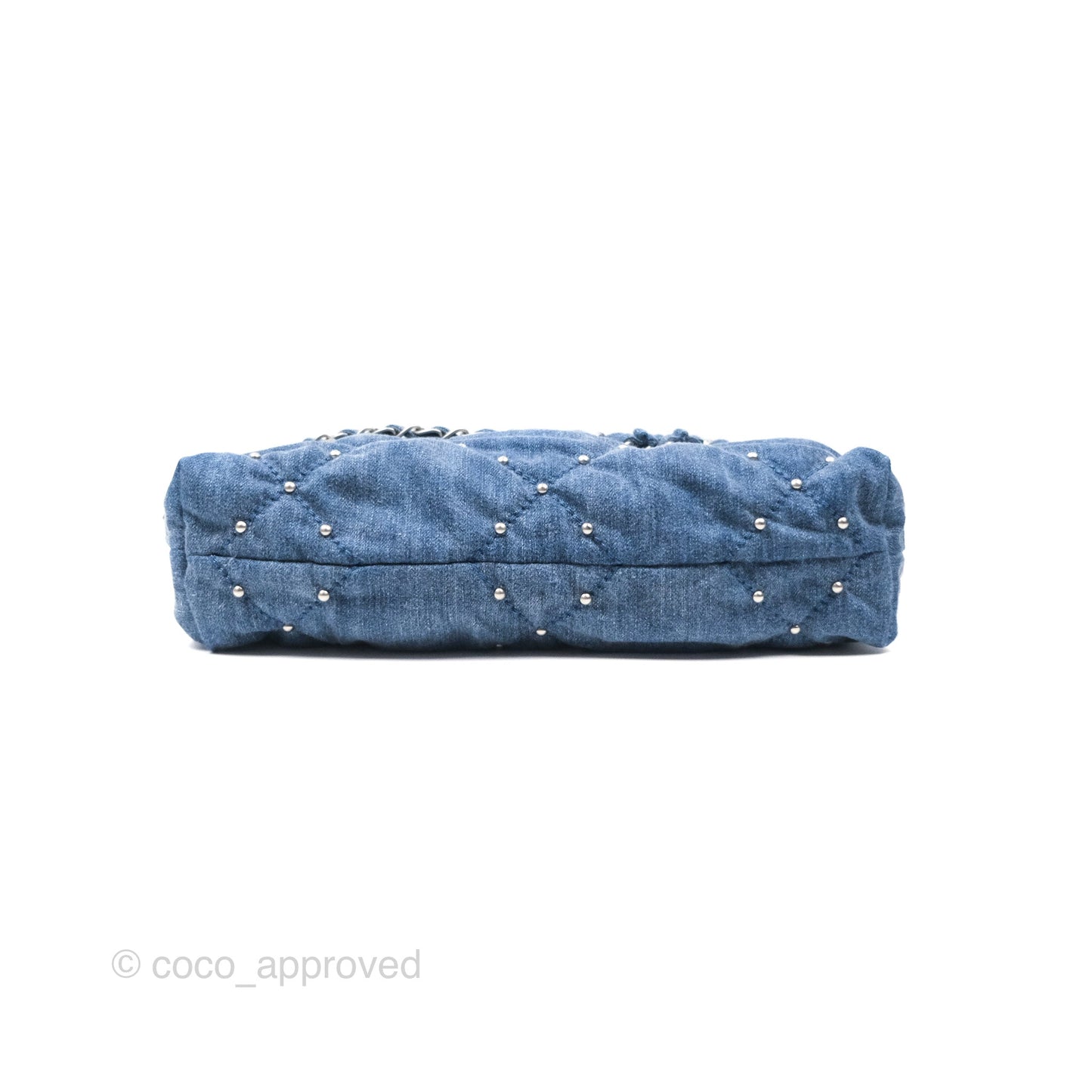 Chanel 22 Small Pearl Studded Denim Silver Hardware