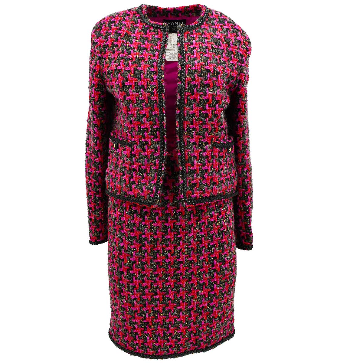 Chanel 1994 open-front jacket skirt suit #38