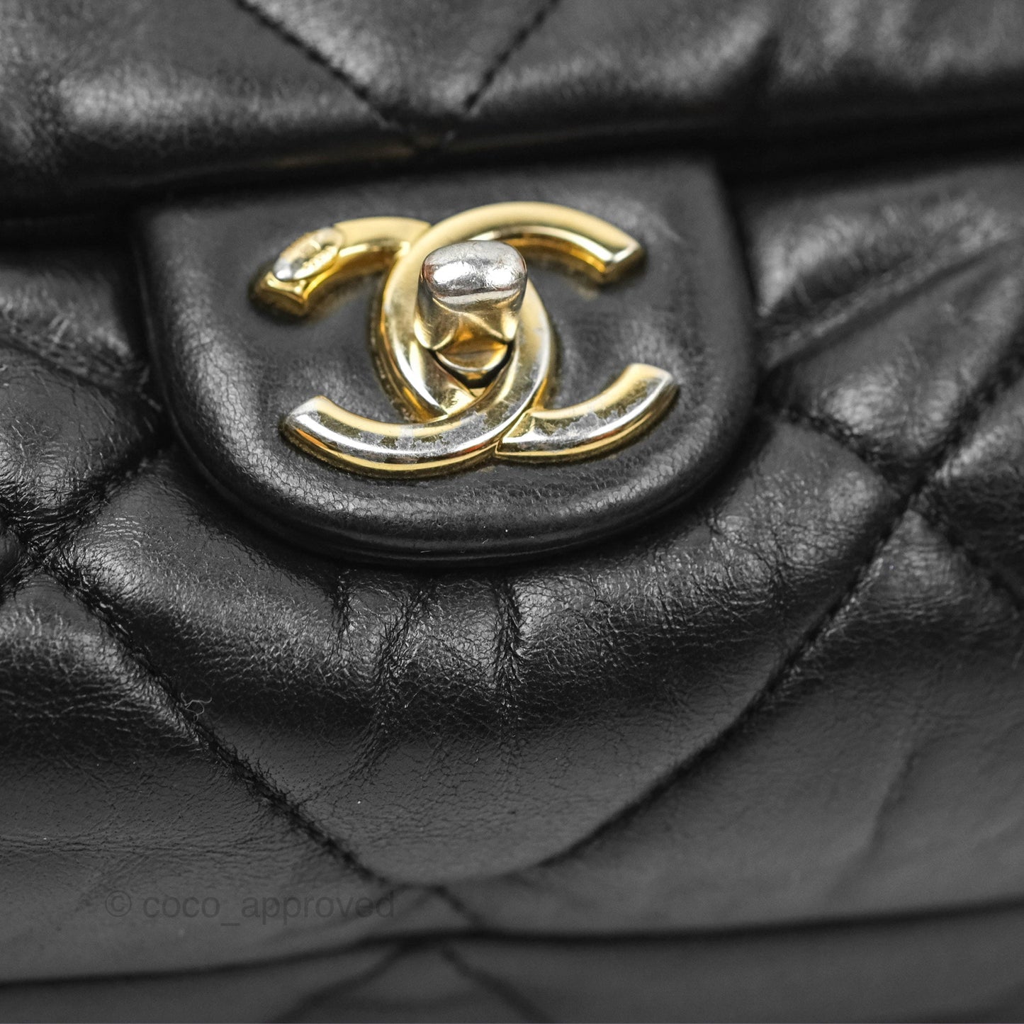 Chanel Chain Handle Flap Bag Black Goatskin Gold Hardware