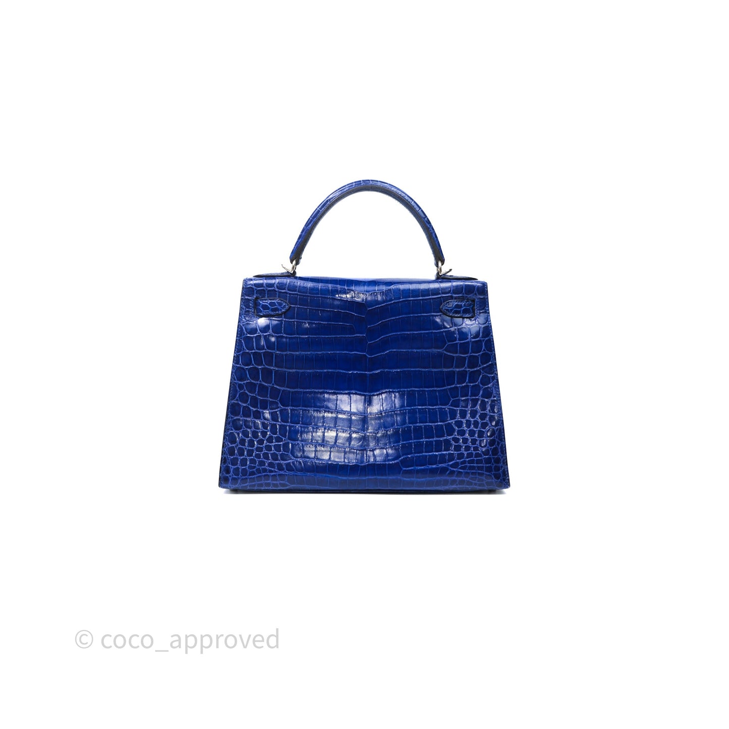Hermès Kelly 28 Blue Croc Palladium Hardware