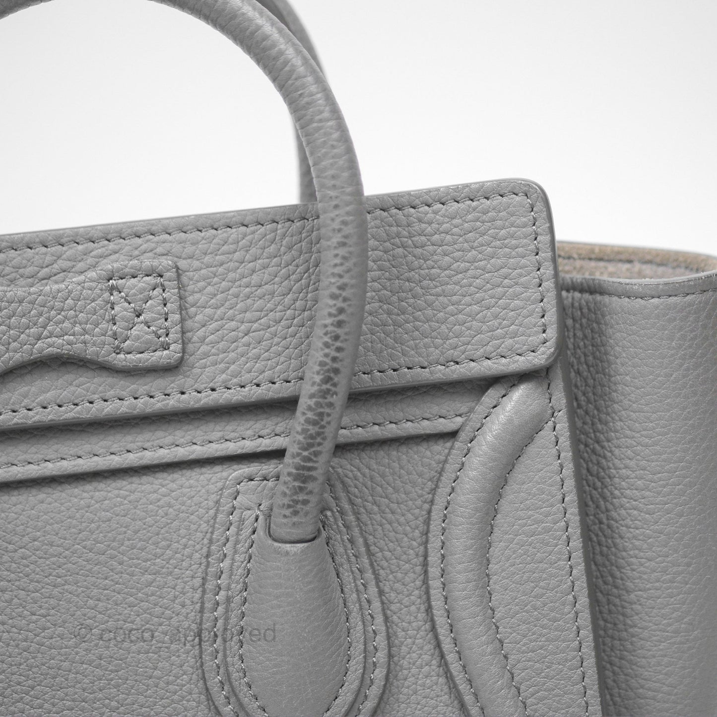 Celine Nano Luggage Bag Grey Drummed Calfskin