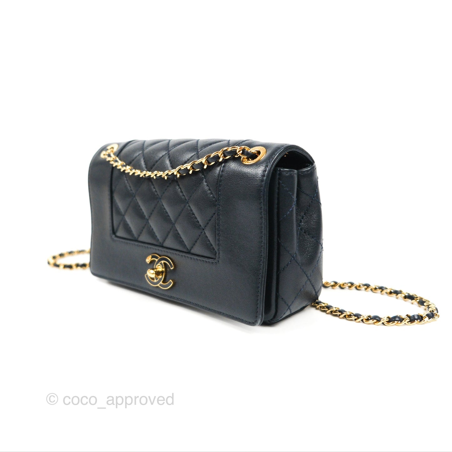 Chanel Small Vintage Mademoiselle Flap Navy Sheepskin Gold Hardware
