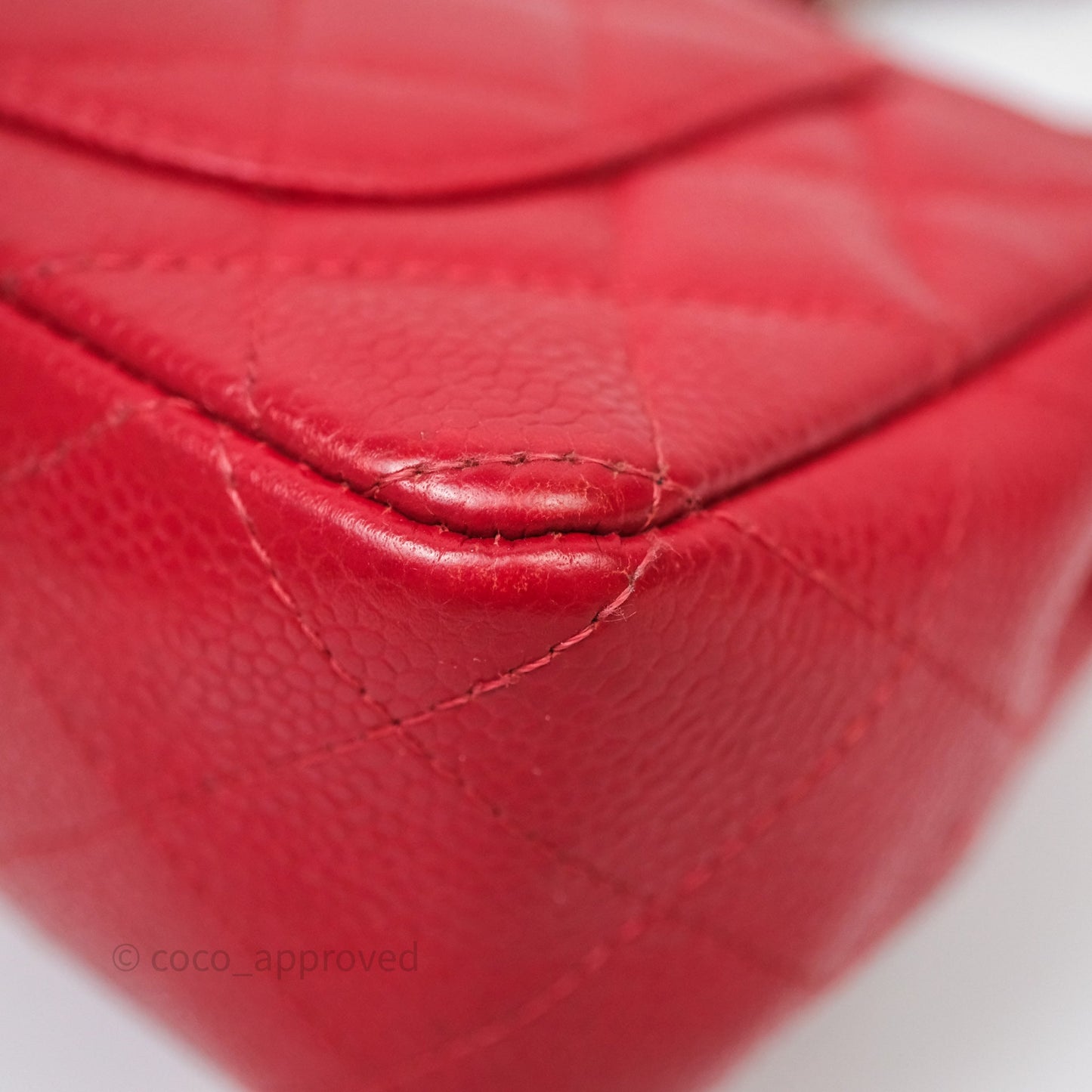 Chanel Quilted Mini Rectangular Flap Red Caviar Silver Hardware
